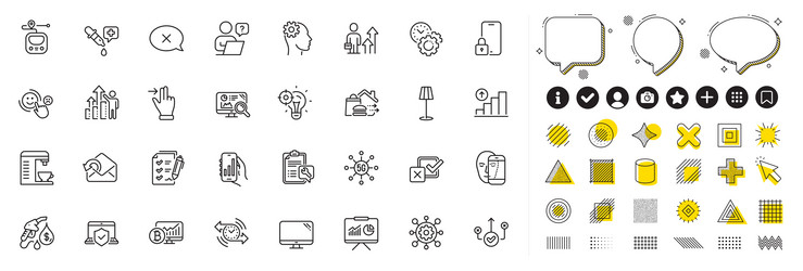 set of reject presentation and send mail line vector image