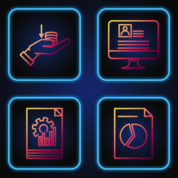 set line document with graph chart vector image
