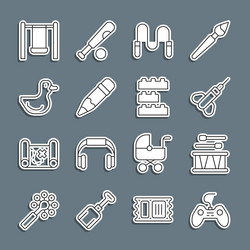 set line gamepad drum with sticks dart arrow vector image