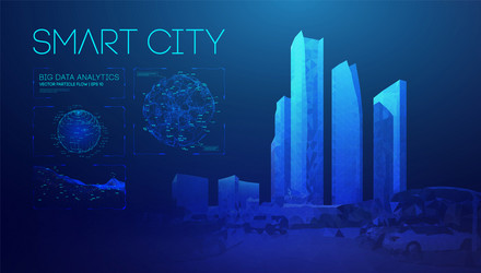 Smart city abstract blue background vector