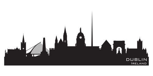 Dublin City Skyline Silhouette Vector Image