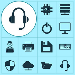 gadget icons set collection of programmer power vector image