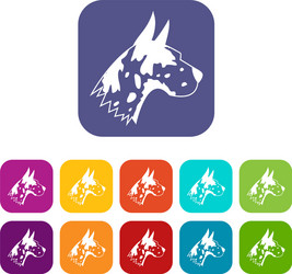 Great dane dog icons set vector