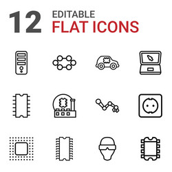 12 tech icons vector