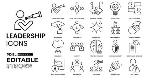 leadership icons with editable stroke vector