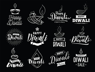 happy diwali typography vector