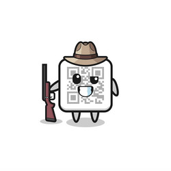 Cute qr code character shoot with a gun Royalty Free Vector