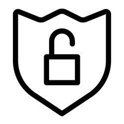 unlocked shield indication of system hacking vector image