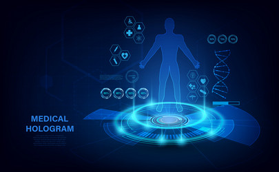 medical hologram with body examination in hud vector