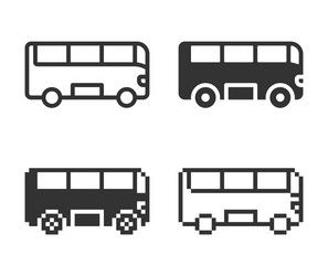 monochromatic bus icon in different variants line vector