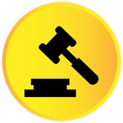 hammer judge icon yellow circle frame background v vector image