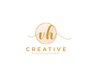 Initial Vh Feminine Logo Beauty Monogram Vector Image