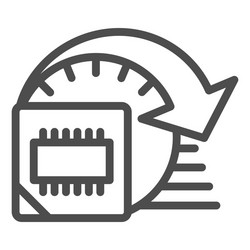 processor overlocking line icon computer vector image