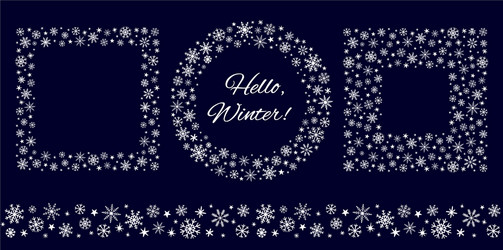 Golden snowflake frame elements set winter Vector Image