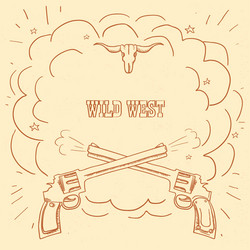 Wild west with cowboy guns and burst space vector