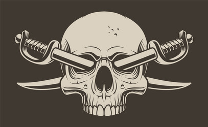 A skull with crossed sabers vector