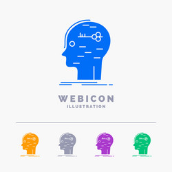 Brain hack hacking key mind 5 color glyph web vector