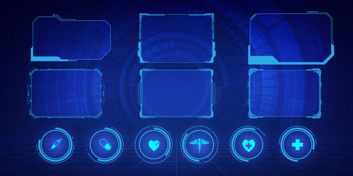 Gui hud ui hi-tech frame screens and small vector
