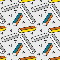 seamless pattern with 3d graphic elements in pop vector image