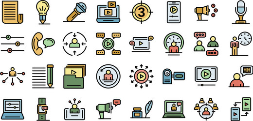 Storyteller icons set flat vector