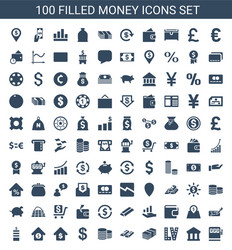 100 money icons vector