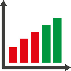 Growing graph icon growth and up symbol flat vector