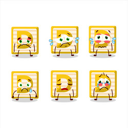 toy block d cartoon character with sad expression vector image