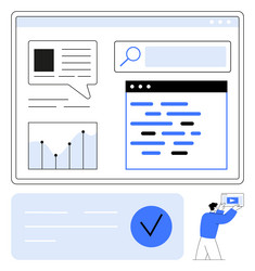 web developer optimizing content on website vector image