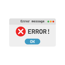 error message icon in flat style computer window vector image