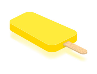 isometric yellow ice cream on white background vector