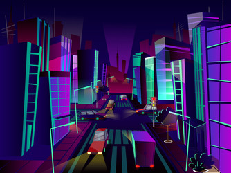 Cartoon Night Cityscape Vector Image