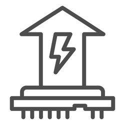 cpu power consumption line icon microchip and up vector image