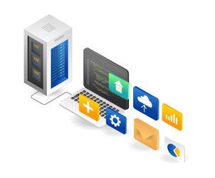 isometric flat of the concept creating a web vector image