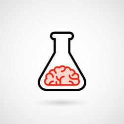 laboratory flask with brain inside vector image