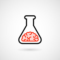 laboratory flask with brain inside vector