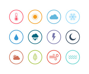 weather icon set or colorful button icons vector image