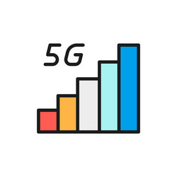 5g internet signal flat color line icon vector