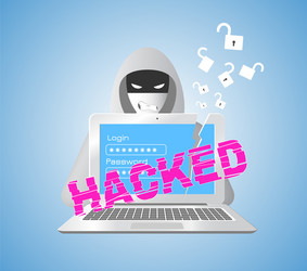data security theme with hacker and computer vector image