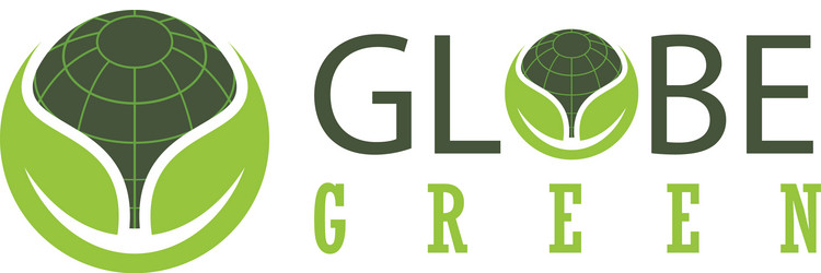 Round globe eco green leaf logo Royalty Free Vector Image