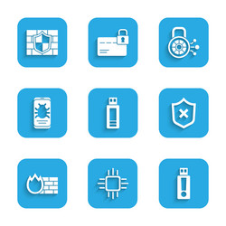 set usb flash drive processor with microcircuits vector image