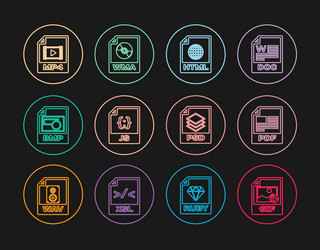 set line gif file document pdf html js bmp mp4 vector image