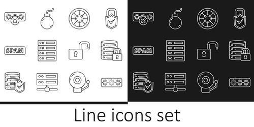 set line password protection server security vector image
