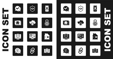 set mobile and face recognition system bug cloud vector image