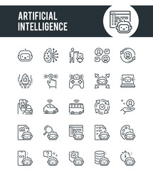Artificial intelligence machine learning icons Vector Image
