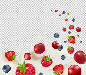 Berry borders with transparent background vector