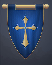 Medieval vertical banner with crucifix wall vector