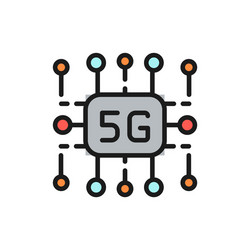 5g internet technology wireless chip flat color vector