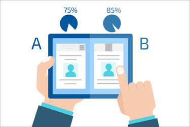 a-b comparison split testing concept computer vector image