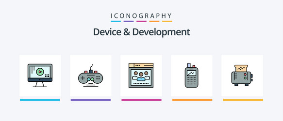 device and development line filled 5 icon pack vector