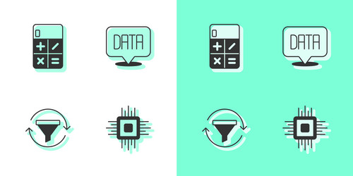 set processor cpu calculator sales funnel vector image